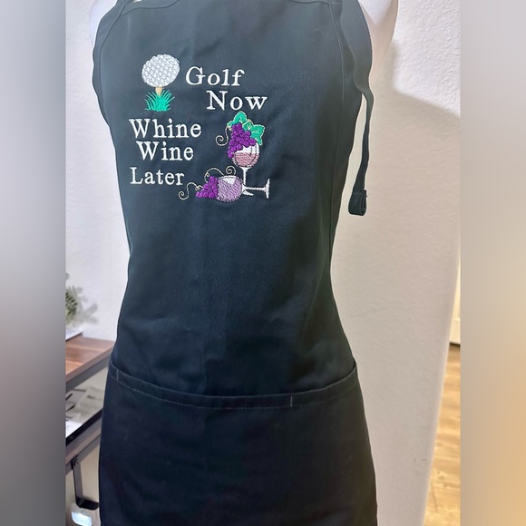 Golf Now Whine Wine Later - Apron Pockets Tie Back - Picture 2 of 5